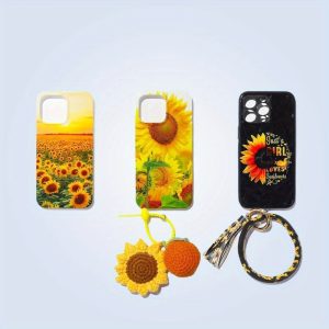 3 Cases pack iPhone 14promax phone case Sunflower Phone Case, 3 Piece TPU Shockproof Phone Protective Cover, Spring Cellphone Accessories for iPhone Series 1112 13 14 15 Pro Max 15 Plus E04