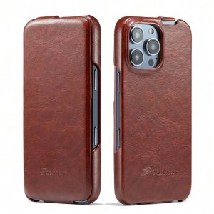 Flip Case For IPhone 16/15/14/13/12/11 Series,Classic Oil Wax Leather Case Ultra Thin Full Cover Protection Up And Down Flip Closure For Halloween, Christmas, Birthday, New Year Gifts, Gifts For Friends Brown