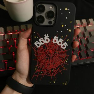 Mobile Phone Case With Red Spider Web Pattern